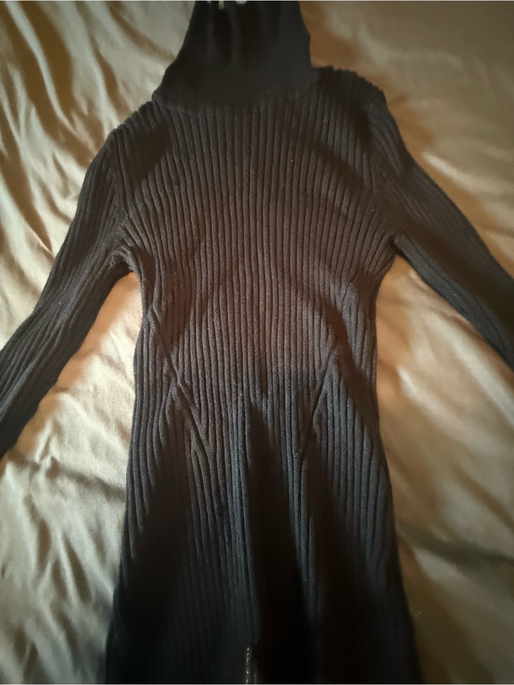 Women’s Black Ribbed Turtleneck Sweater Dress